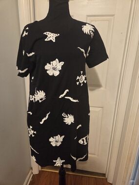 Black Floral & Nautical Print Mini Dress
